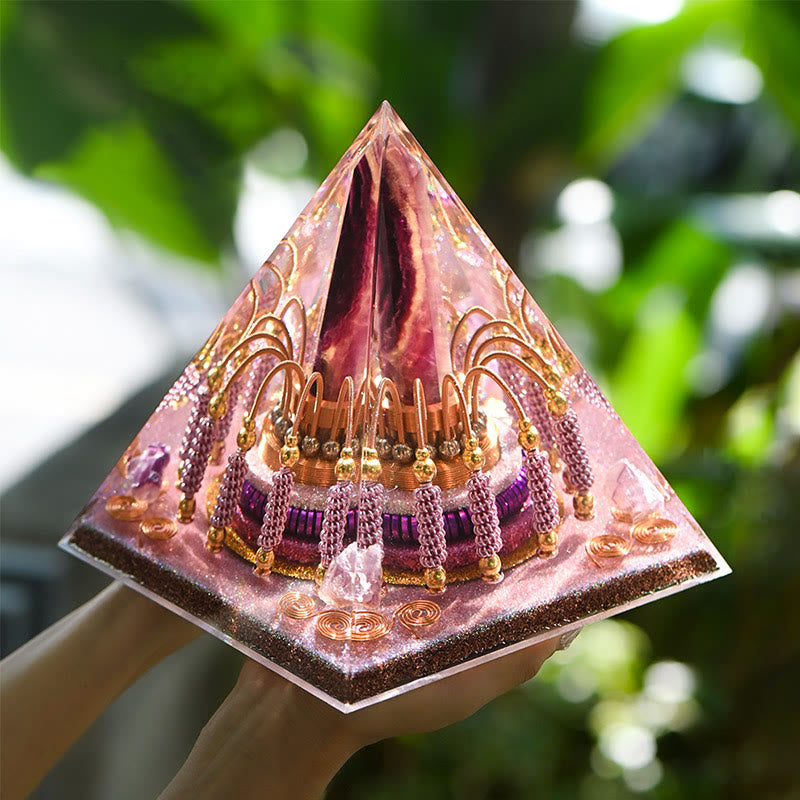 Olivenorma Rainbow Fluorite Energy Tower Lepidolite Orgone Pyramid - image 1