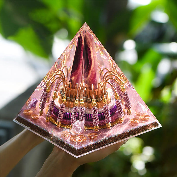 Olivenorma Rainbow Fluorite Energy Tower Lepidolite Orgone Pyramid - image 1