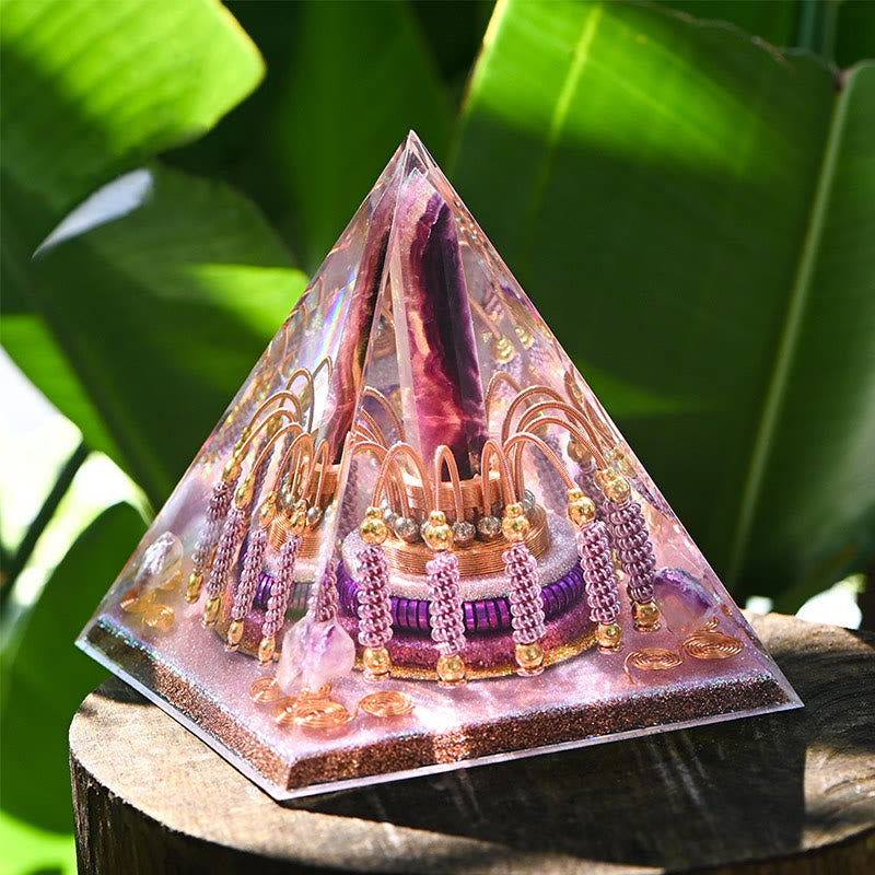 Olivenorma Rainbow Fluorite Energy Tower Lepidolite Orgone Pyramid - image 10