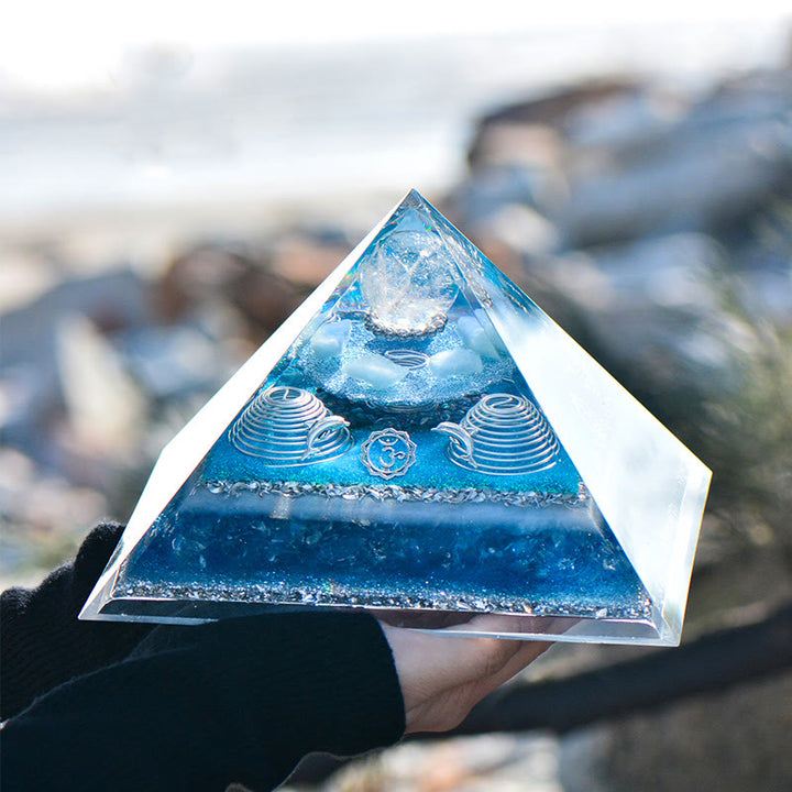Olivenorma "Atlantis" Clear Crystal Aquamarine Orgone Pyramid - image 1