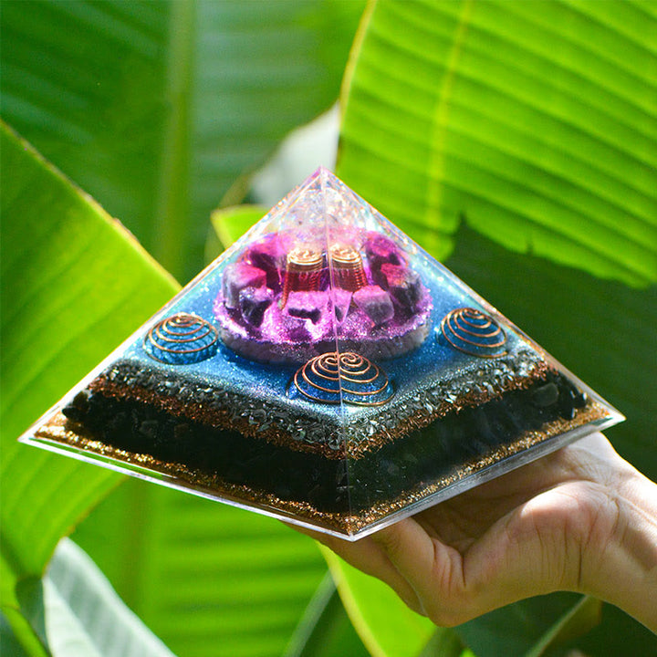 Olivenorma "Seven Stars" Amethyst Charoite Obsidian Orgone Pyramid - 16cm*11cm - image 0