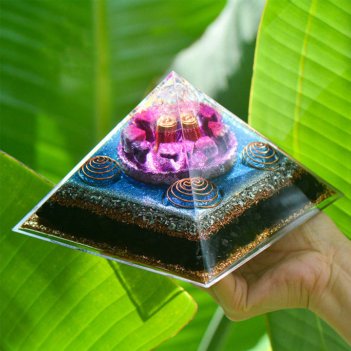 Olivenorma "Seven Stars" Amethyst Charoite Obsidian Orgone Pyramid - image 1