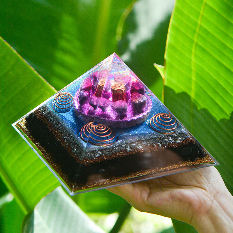 Olivenorma "Seven Stars" Amethyst Charoite Obsidian Orgone Pyramid - image 5