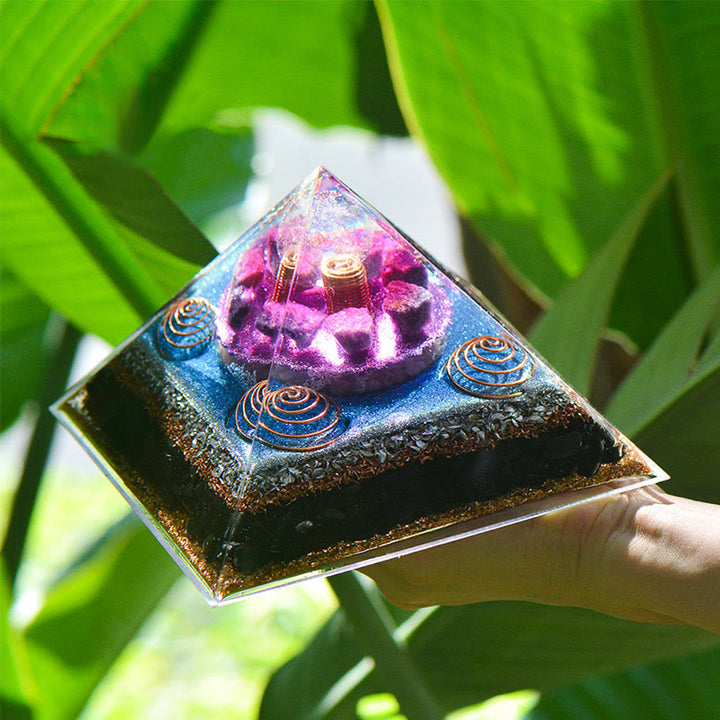 Olivenorma "Seven Stars" Amethyst Charoite Obsidian Orgone Pyramid - image 2