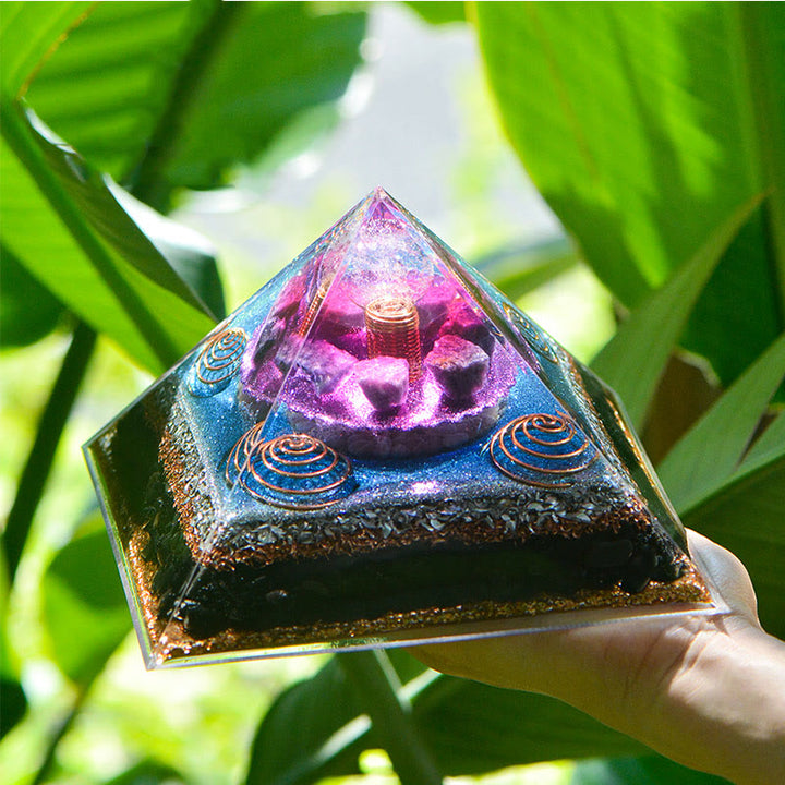 Olivenorma "Seven Stars" Amethyst Charoite Obsidian Orgone Pyramid - image 3