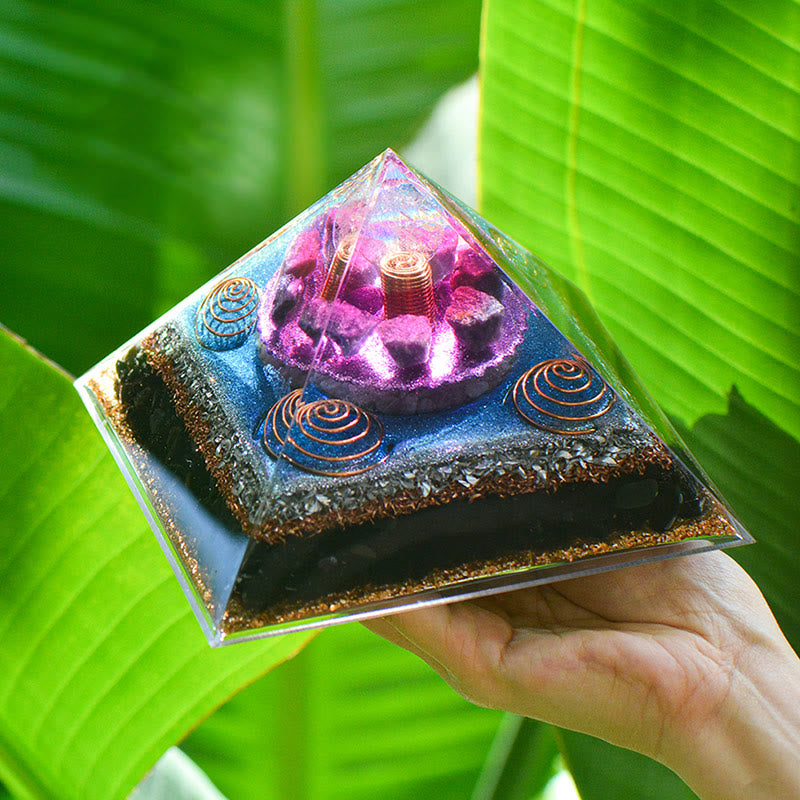 Olivenorma "Seven Stars" Amethyst Charoite Obsidian Orgone Pyramid - image 4