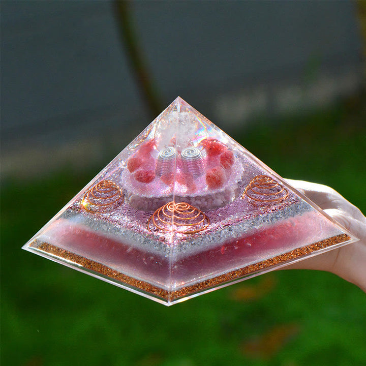 Olivenorma "Love Magic" Lepidolite Strawberry Quartz Orgone Pyramid - image 5