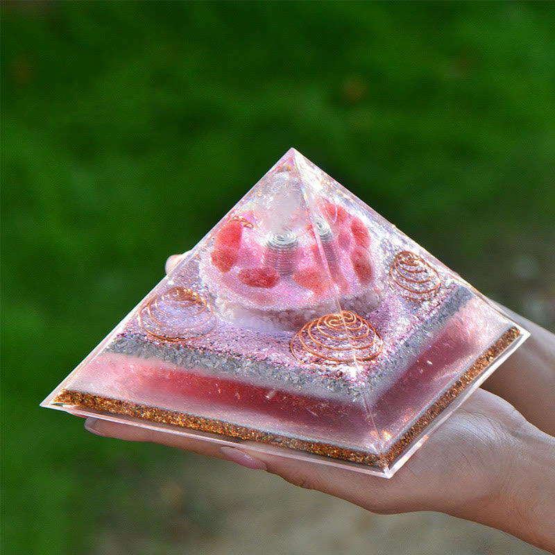 Olivenorma "Love Magic" Lepidolite Strawberry Quartz Orgone Pyramid - image 3
