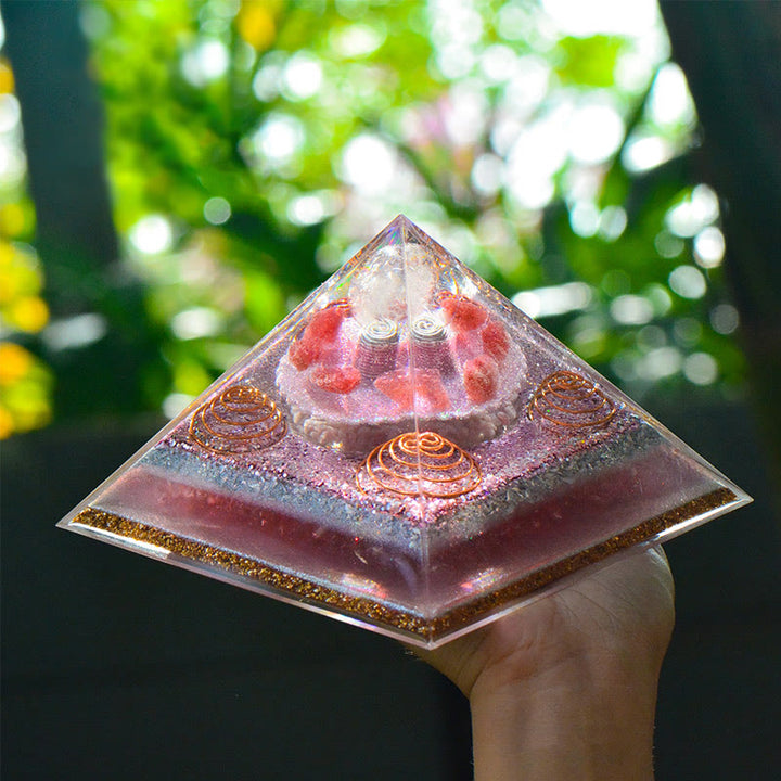 Olivenorma "Love Magic" Lepidolite Strawberry Quartz Orgone Pyramid - image 6