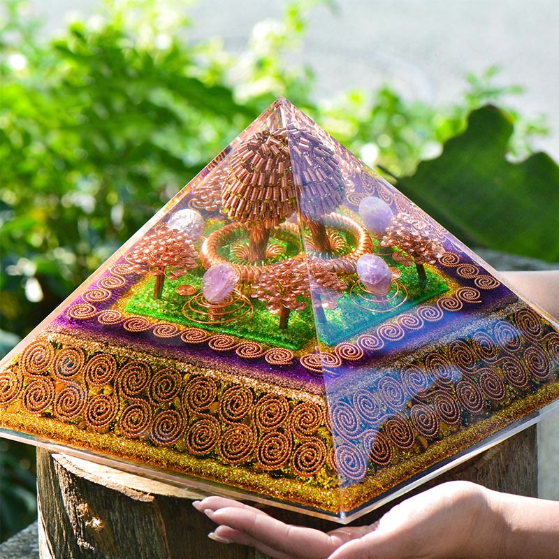 Olivenorma Amethyst Ball Attract Wealth Energy Orgone Pyramid - 31cm*19cm - image 0