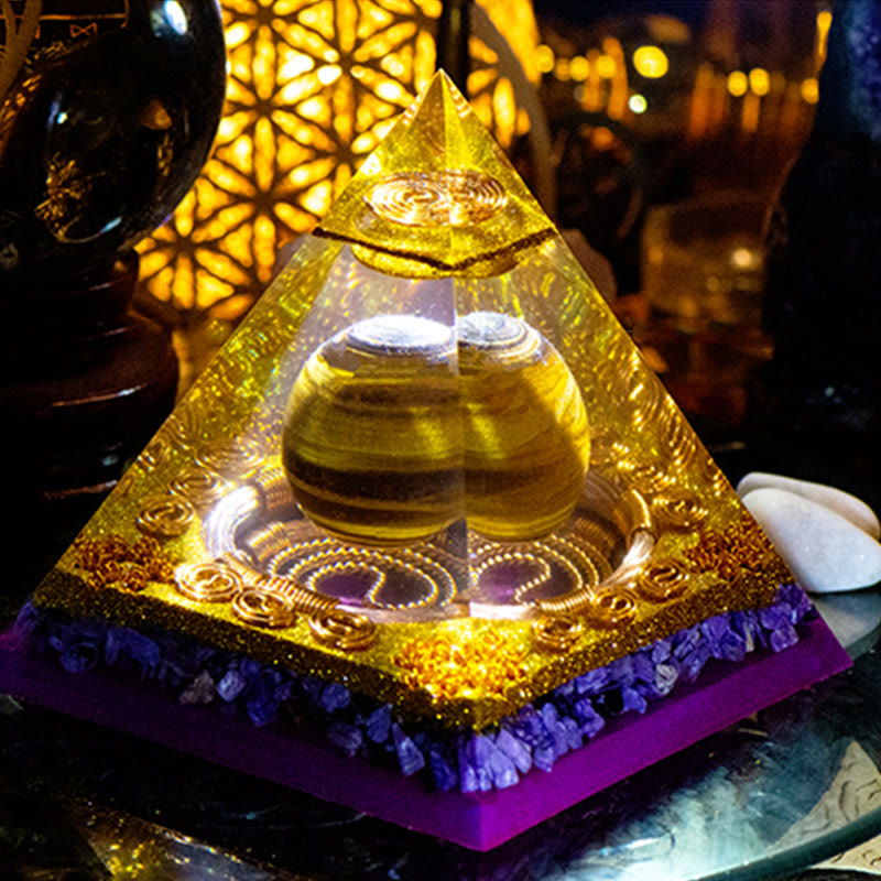 Olivenorma Charoite Tiger Eye Sphere Orgone Pyramid - image 2