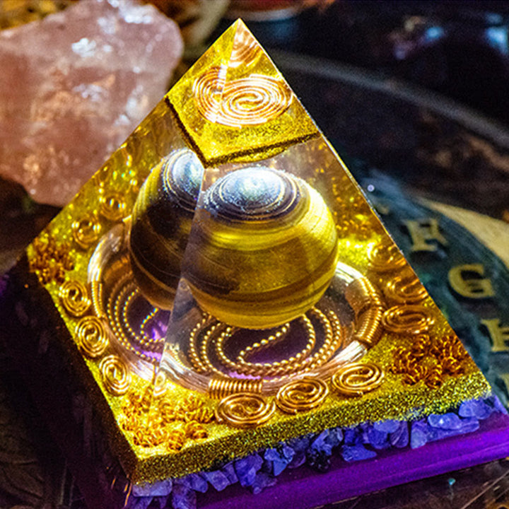 Olivenorma Charoite Tiger Eye Sphere Orgone Pyramid - image 1