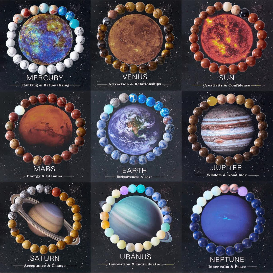 Olivenorma Solar System Eight Planets Crystal Bracelet with Card - image 1