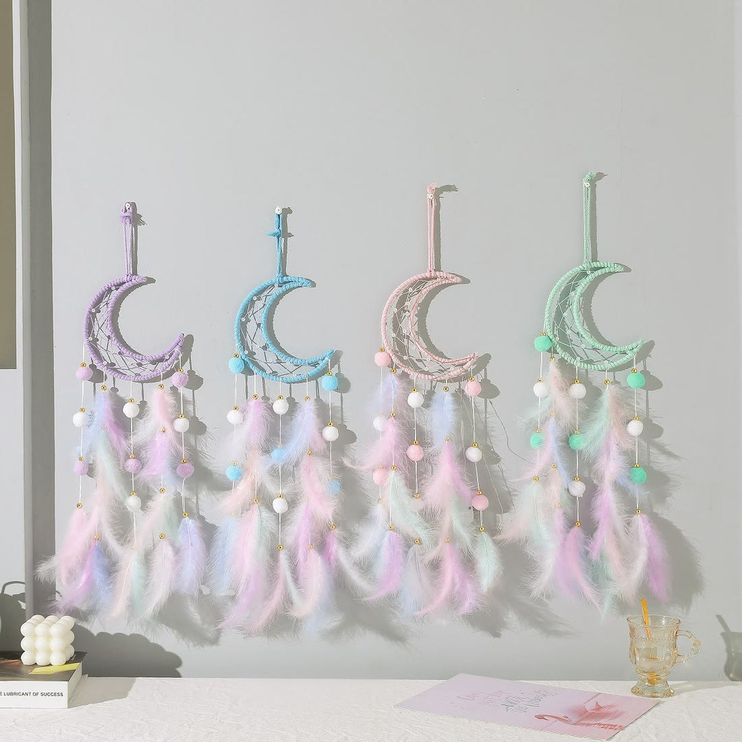 Olivenorma Cute Color Cat Moon And Stars Dream Catcher - Moon - Green - Without Lights - image 7