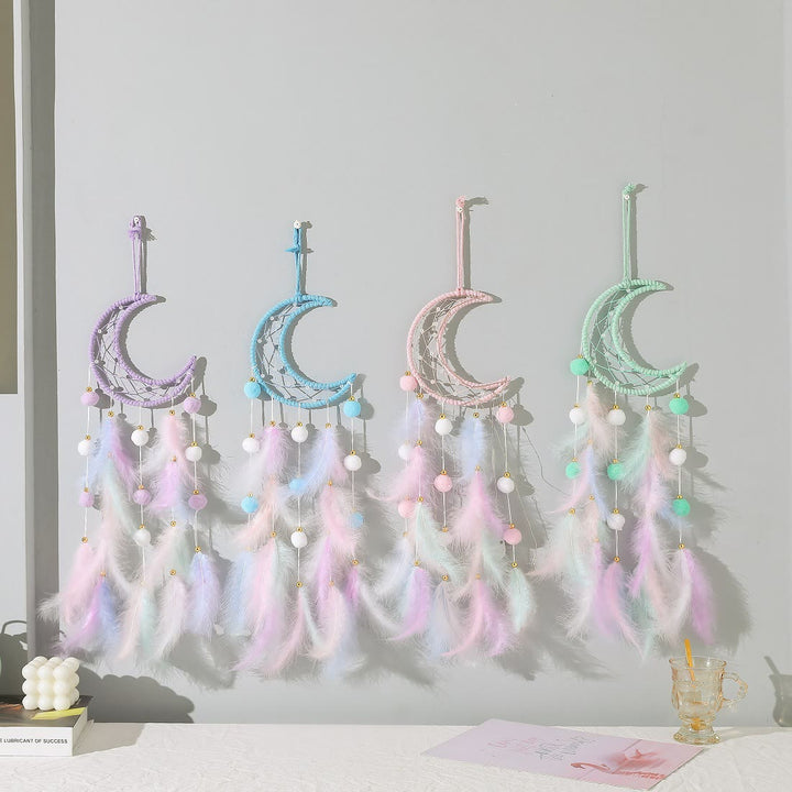 Olivenorma Cute Color Cat Moon And Stars Dream Catcher - Moon - Green - Without Lights - image 7