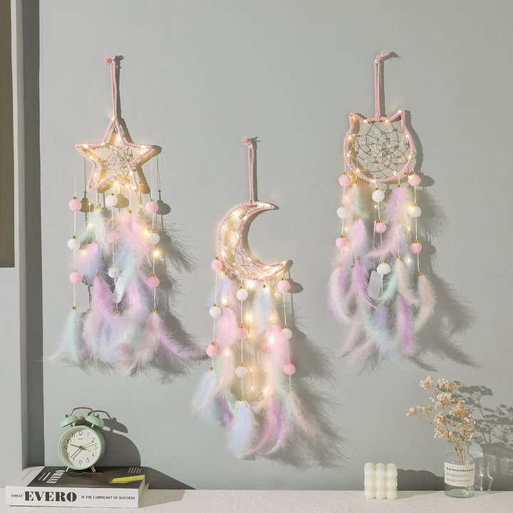 Olivenorma Cute Color Cat Moon And Stars Dream Catcher - image 0