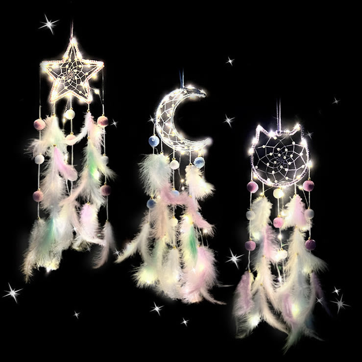 Olivenorma Cute Color Cat Moon And Stars Dream Catcher - image 11