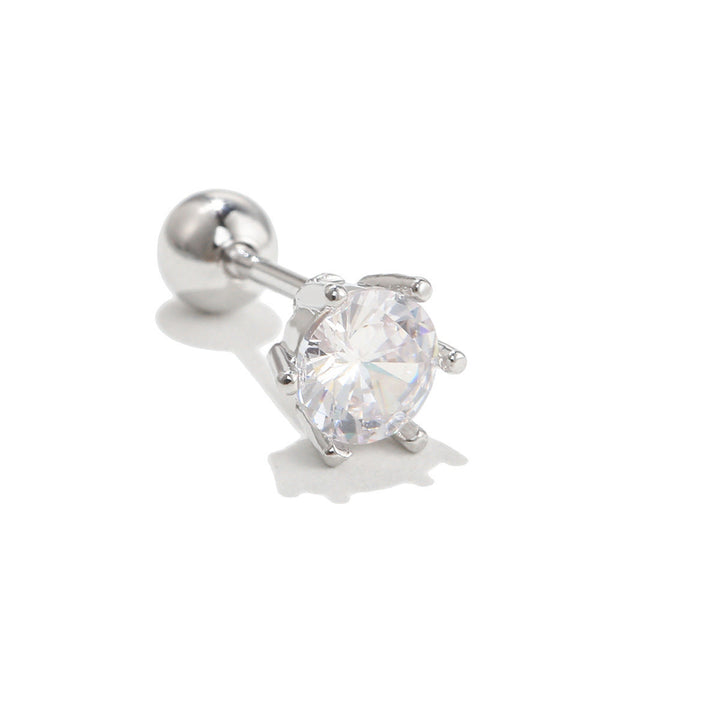 Olivenorma Inlaid Zircon Cute Pattern Studs Earrings - Six-claw Zircon - image 1