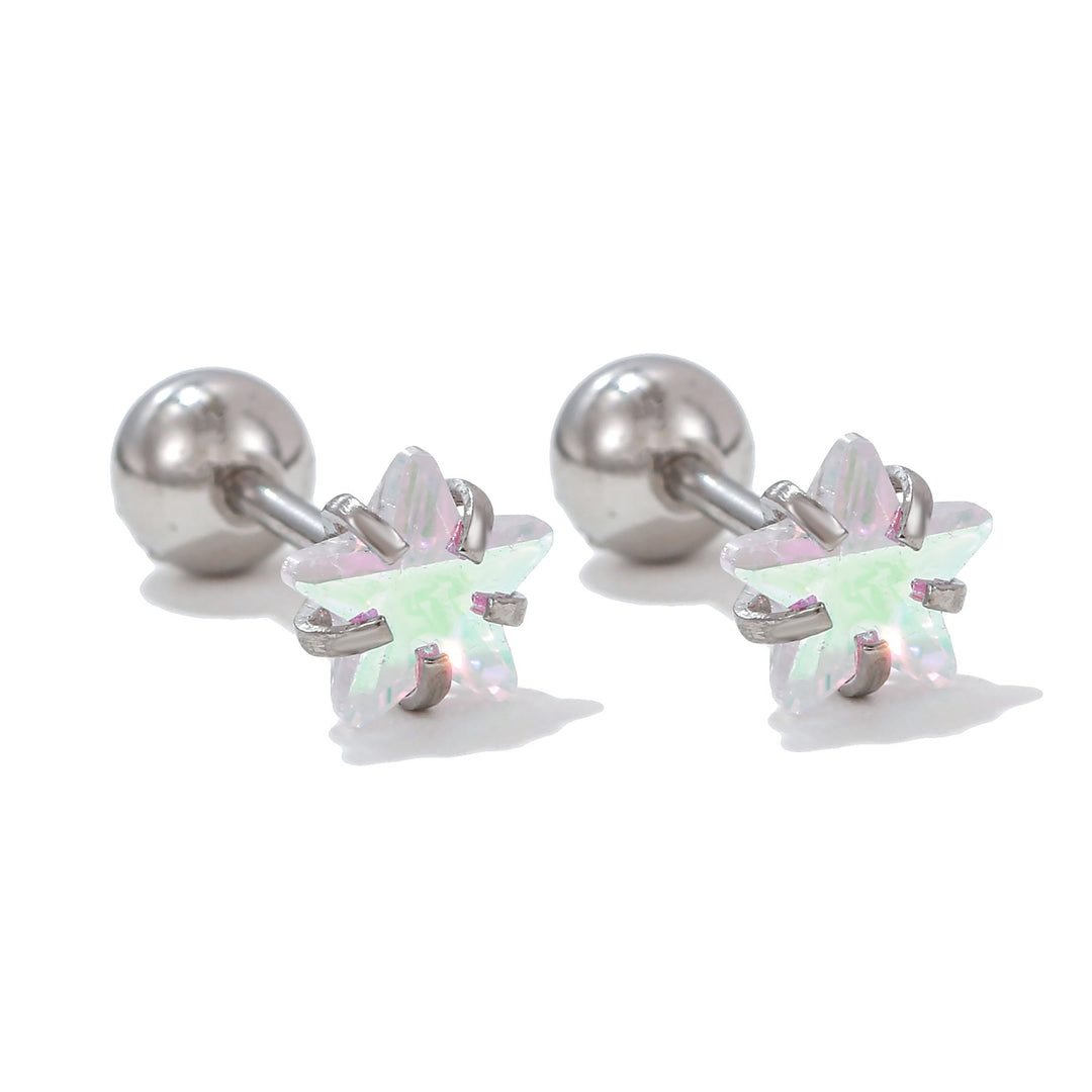 Olivenorma Geometric Cut Colored Zirconia Copper Studs Earrings - Colorful - Star - image 14