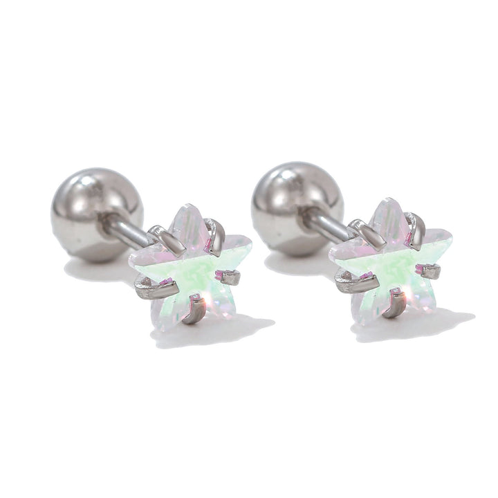 Olivenorma Geometric Cut Colored Zirconia Copper Studs Earrings - Colorful - Star - image 14