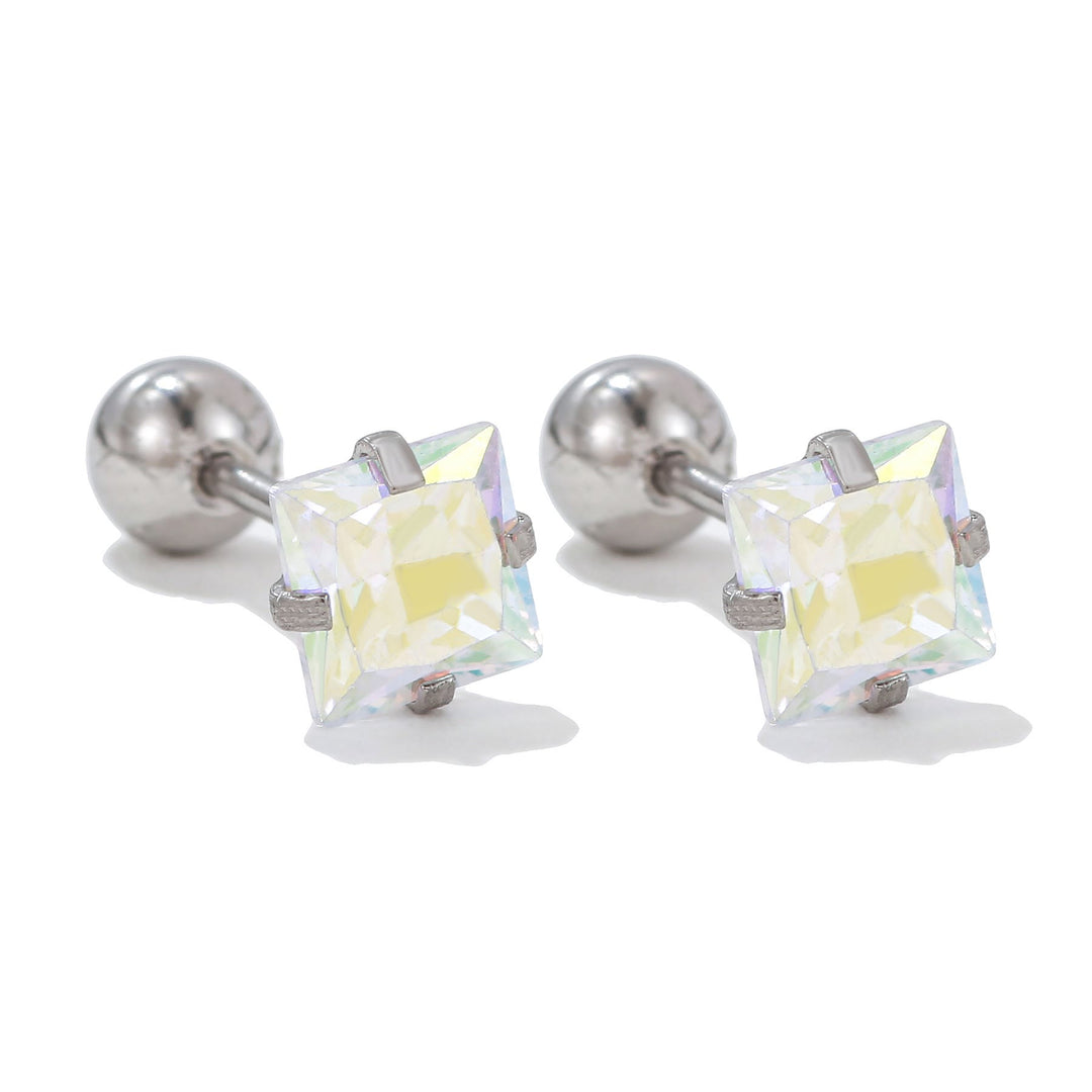 Olivenorma Geometric Cut Colored Zirconia Copper Studs Earrings - Colorful - Square - image 15