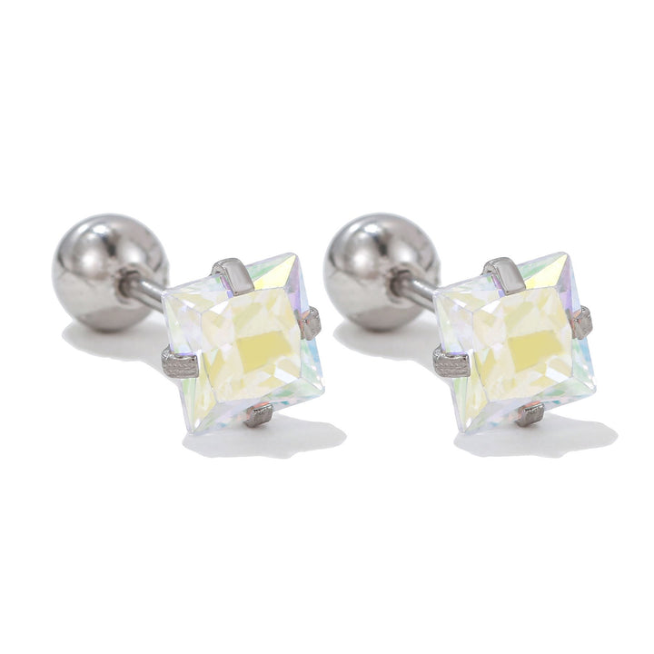 Olivenorma Geometric Cut Colored Zirconia Copper Studs Earrings - Colorful - Square - image 15