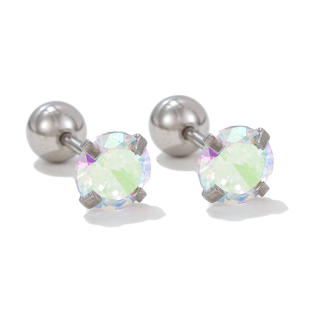 Olivenorma Geometric Cut Colored Zirconia Copper Studs Earrings - Colorful - Circle - image 16
