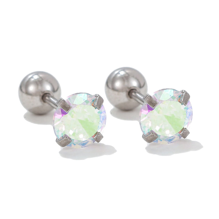 Olivenorma Geometric Cut Colored Zirconia Copper Studs Earrings - Colorful - Circle - image 16