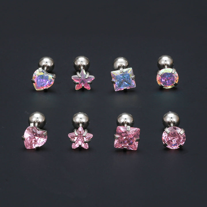 Olivenorma Geometric Cut Colored Zirconia Copper Studs Earrings - image 24