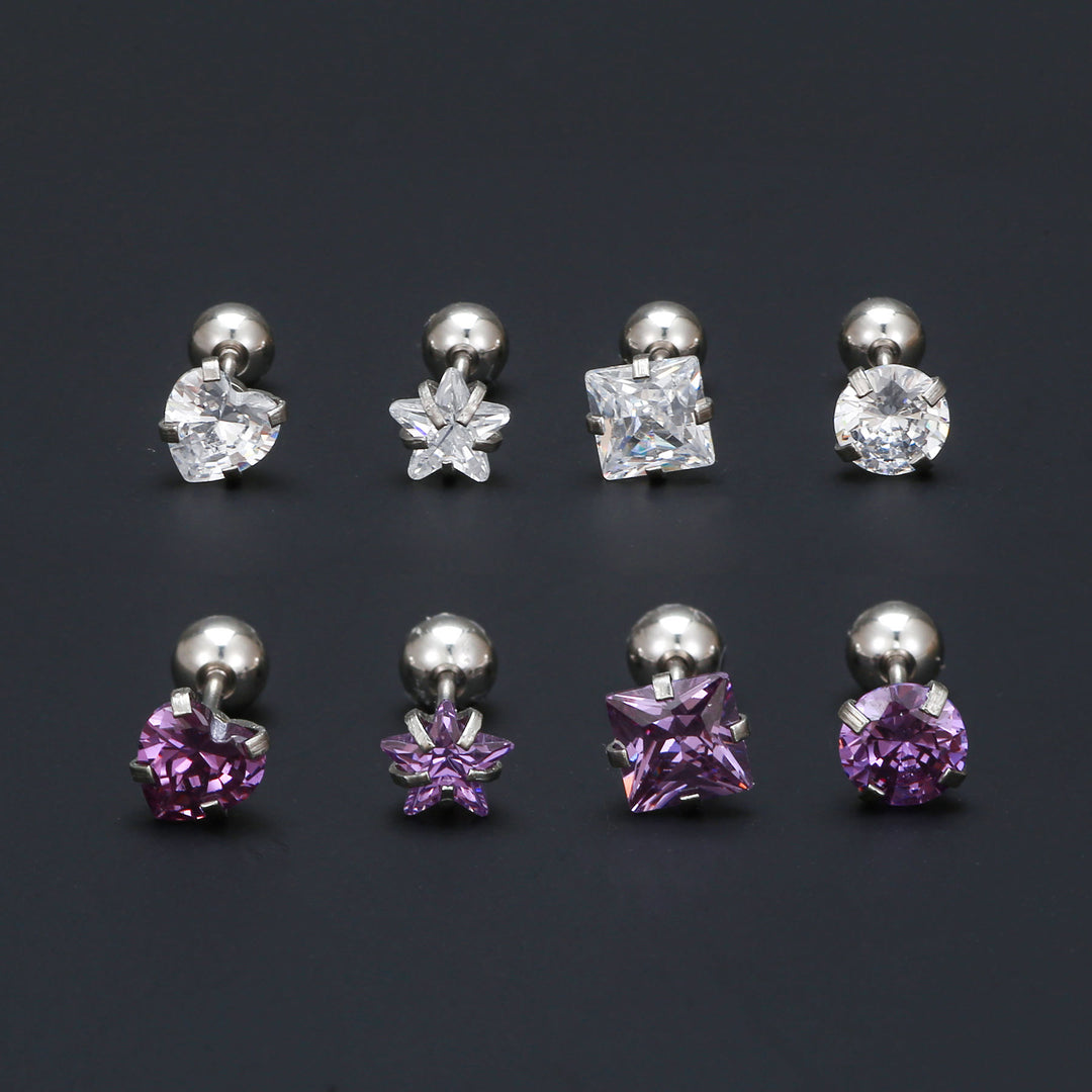Olivenorma Geometric Cut Colored Zirconia Copper Studs Earrings - image 22