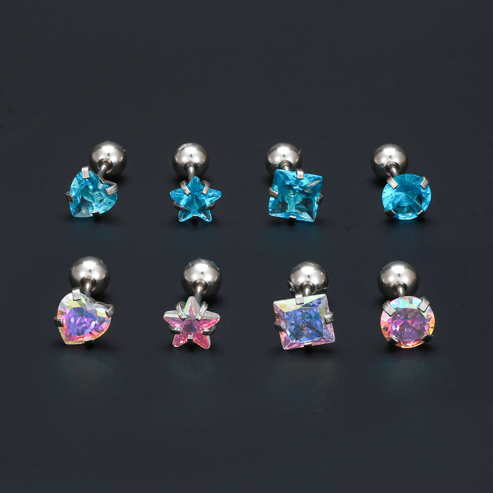 Olivenorma Geometric Cut Colored Zirconia Copper Studs Earrings - image 23