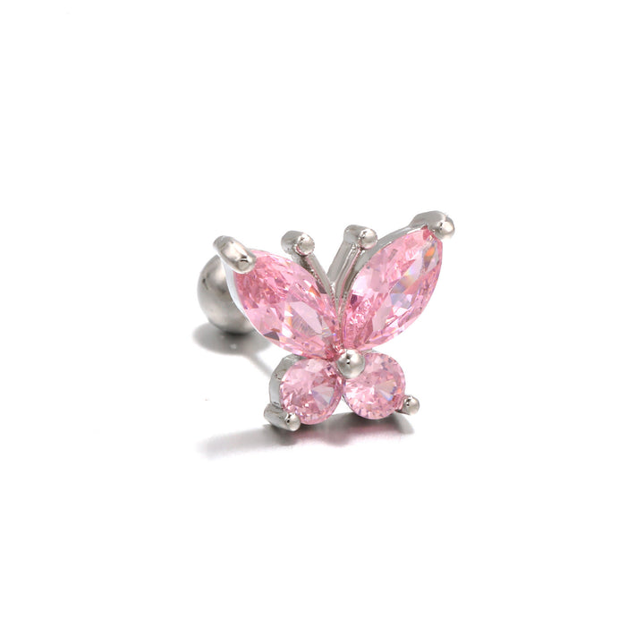 Olivenorma Heart Butterfly Cut Colored Zirconia Earrings - Pink Butterfly - image 15