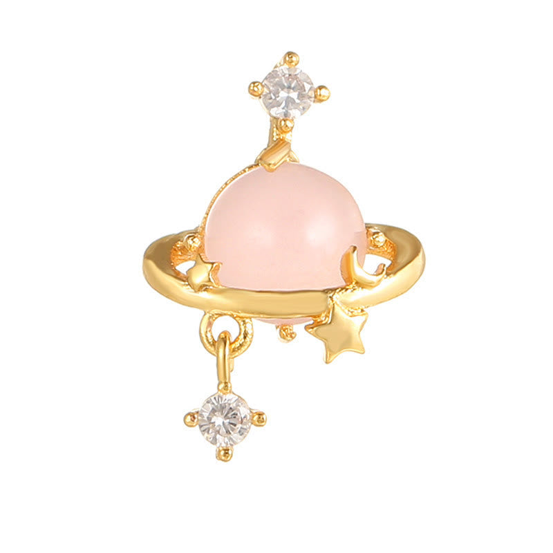 Olivenorma Lovely Heart Cut Pink Opal Zircon Earrings - Pink Opal & Planet #2 - Golden - image 5