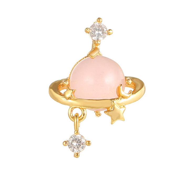 Olivenorma Lovely Heart Cut Pink Opal Zircon Earrings - Pink Opal & Planet #2 - Golden - image 5