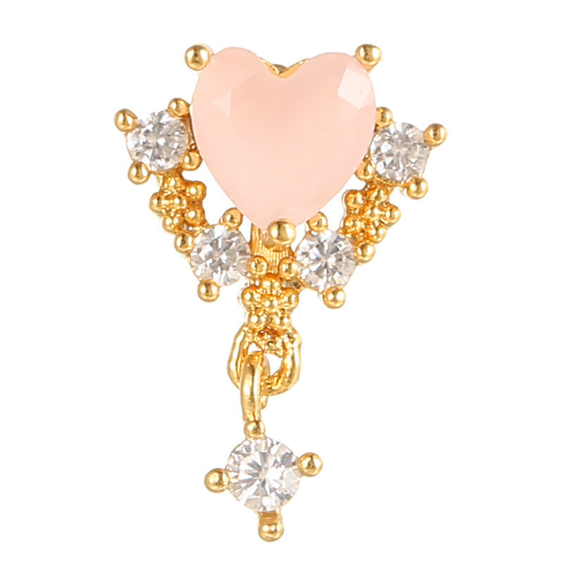 Olivenorma Lovely Heart Cut Pink Opal Zircon Earrings - Pink Heart Opal #3 - Golden - image 24