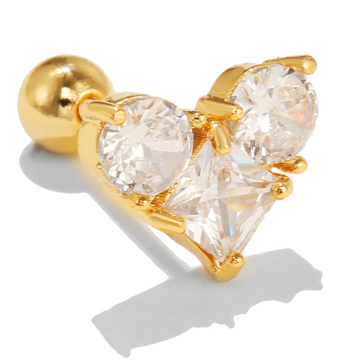 Olivenorma Lovely Heart Cut Pink Opal Zircon Earrings - Heart White Zircon - Golden - image 14