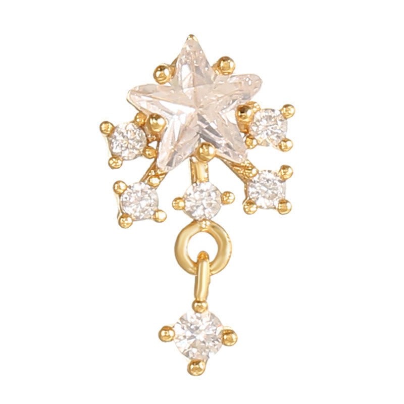 Olivenorma Lovely Heart Cut Pink Opal Zircon Earrings - White Zircon & Star - Golden - image 11