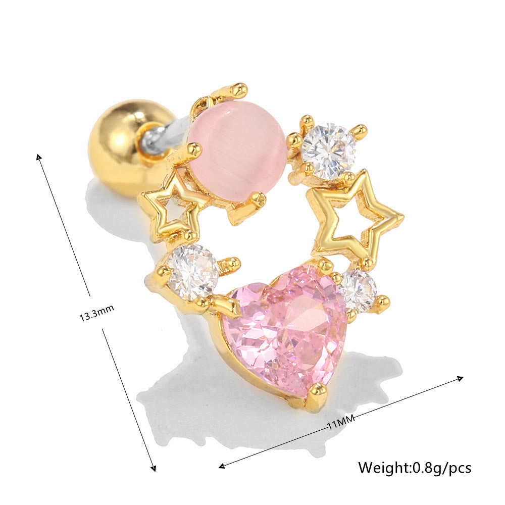 Olivenorma Lovely Heart Cut Pink Opal Zircon Earrings - image 19