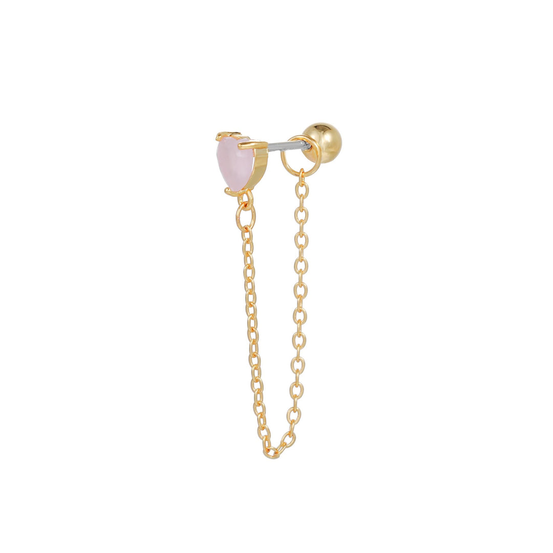 Olivenorma Lovely Heart Cut Pink Opal Zircon Earrings - Pink Heart Opal - Golden - image 7