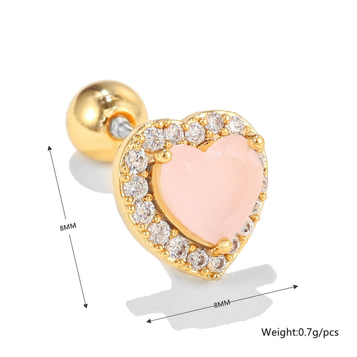 Olivenorma Lovely Heart Cut Pink Opal Zircon Earrings - image 23