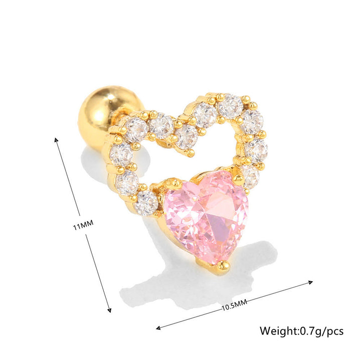 Olivenorma Lovely Heart Cut Pink Opal Zircon Earrings - image 17