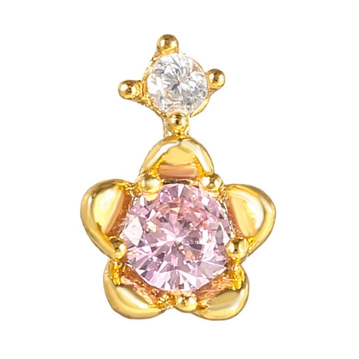 Olivenorma Lovely Heart Cut Pink Opal Zircon Earrings - Pink Zircon & Flower - Golden - image 20