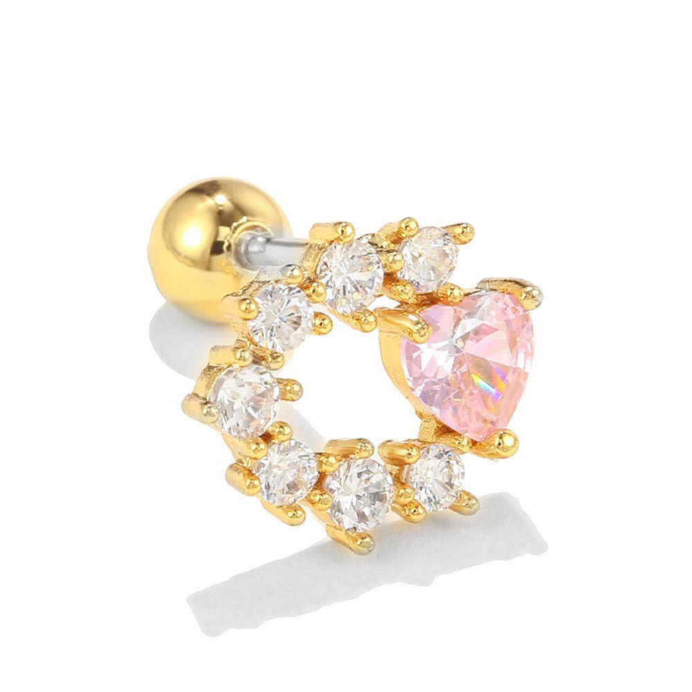 Olivenorma Lovely Heart Cut Pink Opal Zircon Earrings - Hollow White Pink Zircon - Golden - image 10