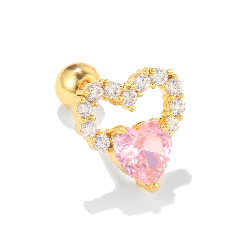 Olivenorma Lovely Heart Cut Pink Opal Zircon Earrings - Heart White Pink Zircon - Golden - image 16