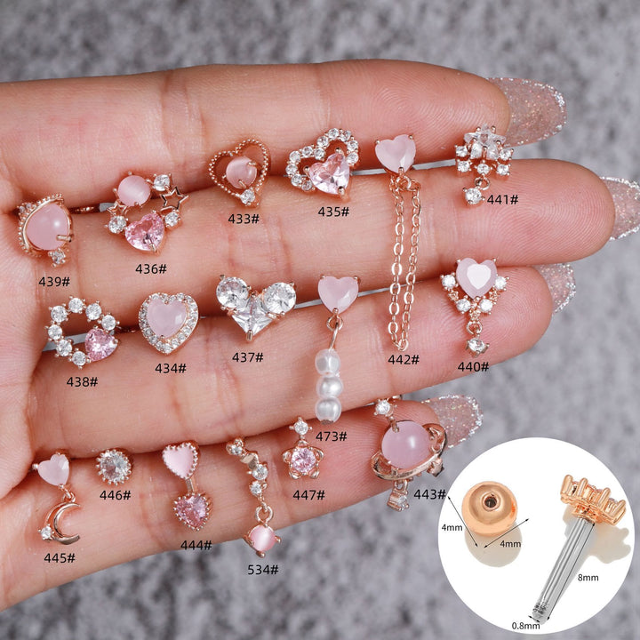 Olivenorma Lovely Heart Cut Pink Opal Zircon Earrings - Pink Heart Opal #3 - Rose Gold - image 27