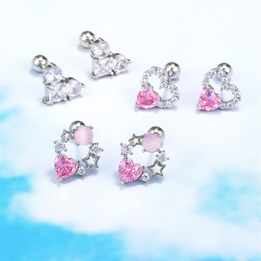 Olivenorma Lovely Heart Cut Pink Opal Zircon Earrings - image 33
