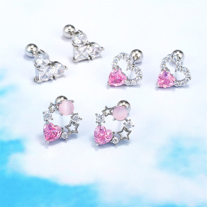 Olivenorma Lovely Heart Cut Pink Opal Zircon Earrings - image 33