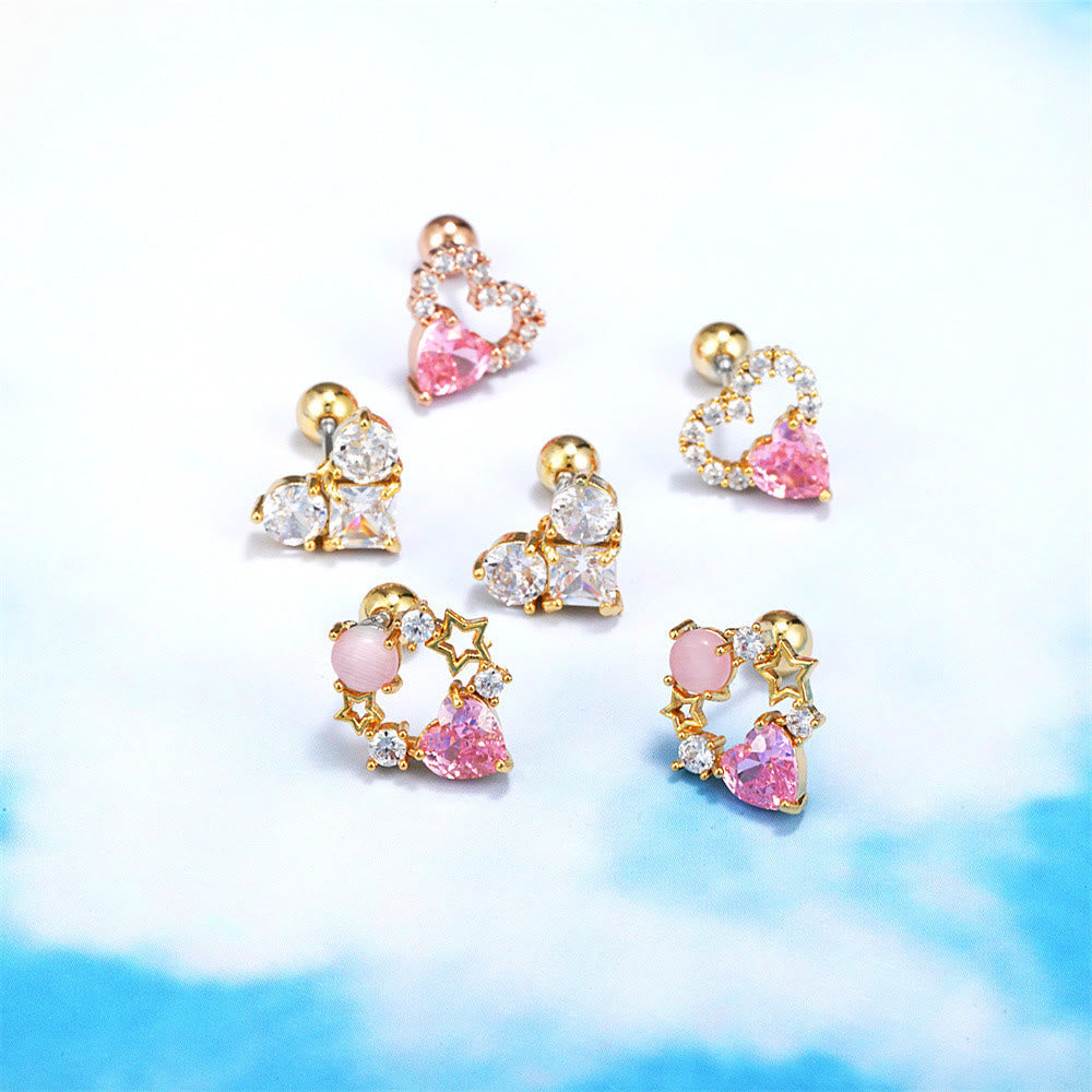 Olivenorma Lovely Heart Cut Pink Opal Zircon Earrings - image 32