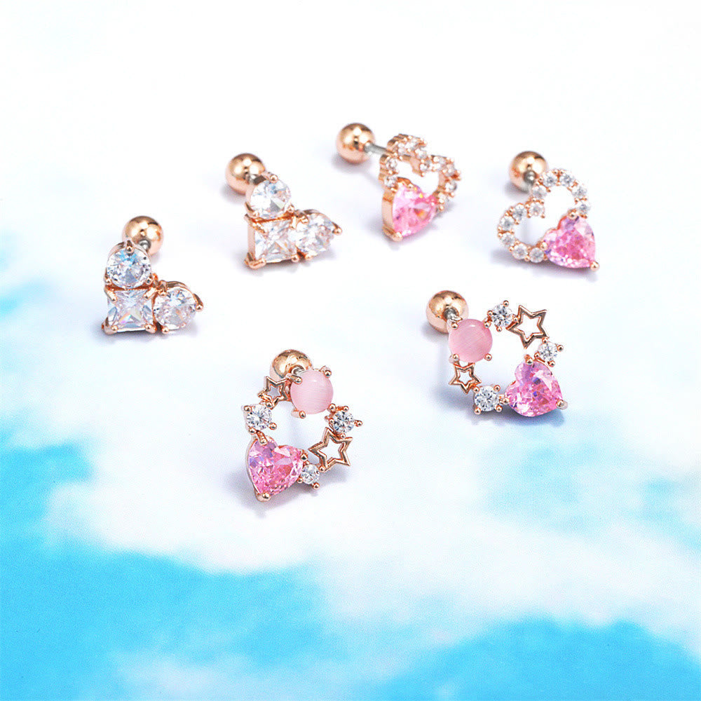 Olivenorma Lovely Heart Cut Pink Opal Zircon Earrings - image 30