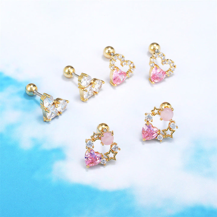 Olivenorma Lovely Heart Cut Pink Opal Zircon Earrings - image 31
